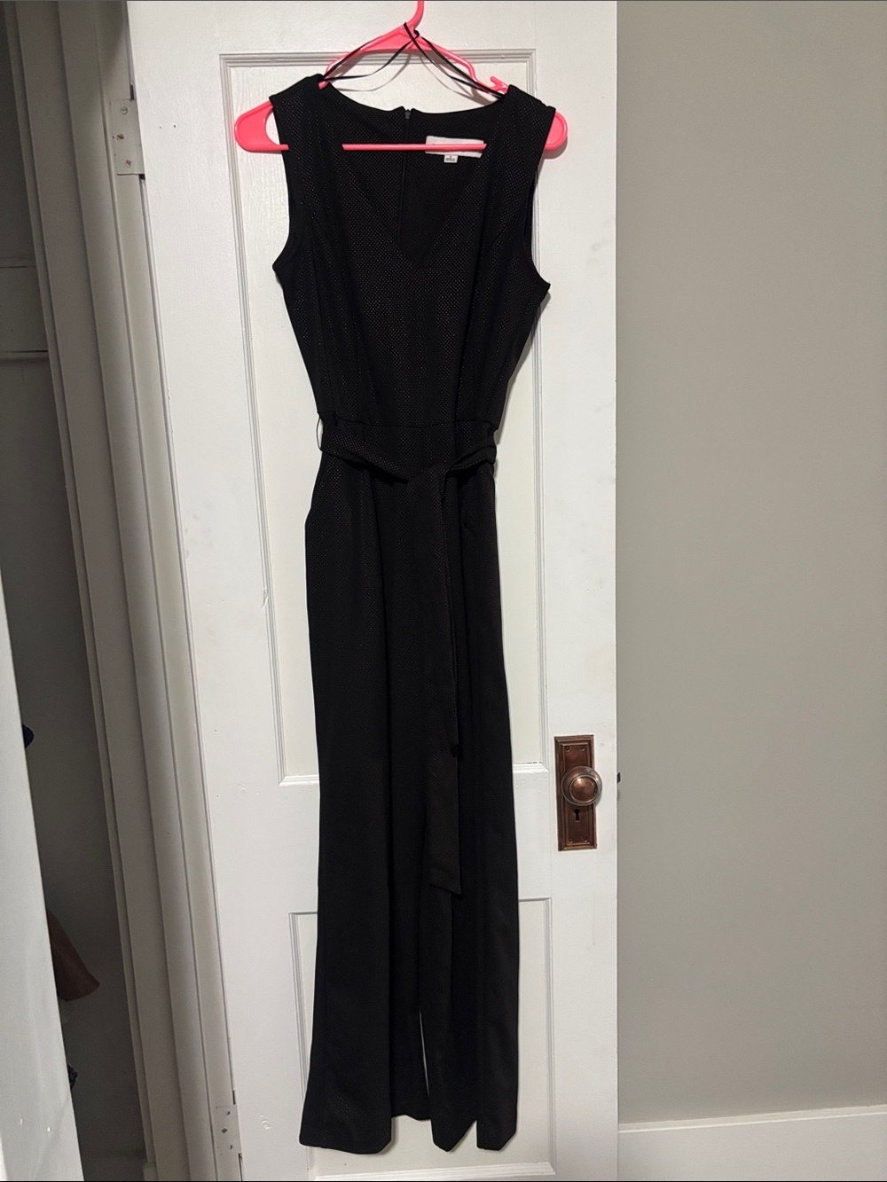 Classic Black Sleeveless Jumpsuit with Waist Tie